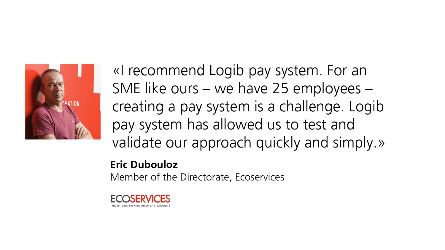 Positive experience report of a managing person about Logib pay system.