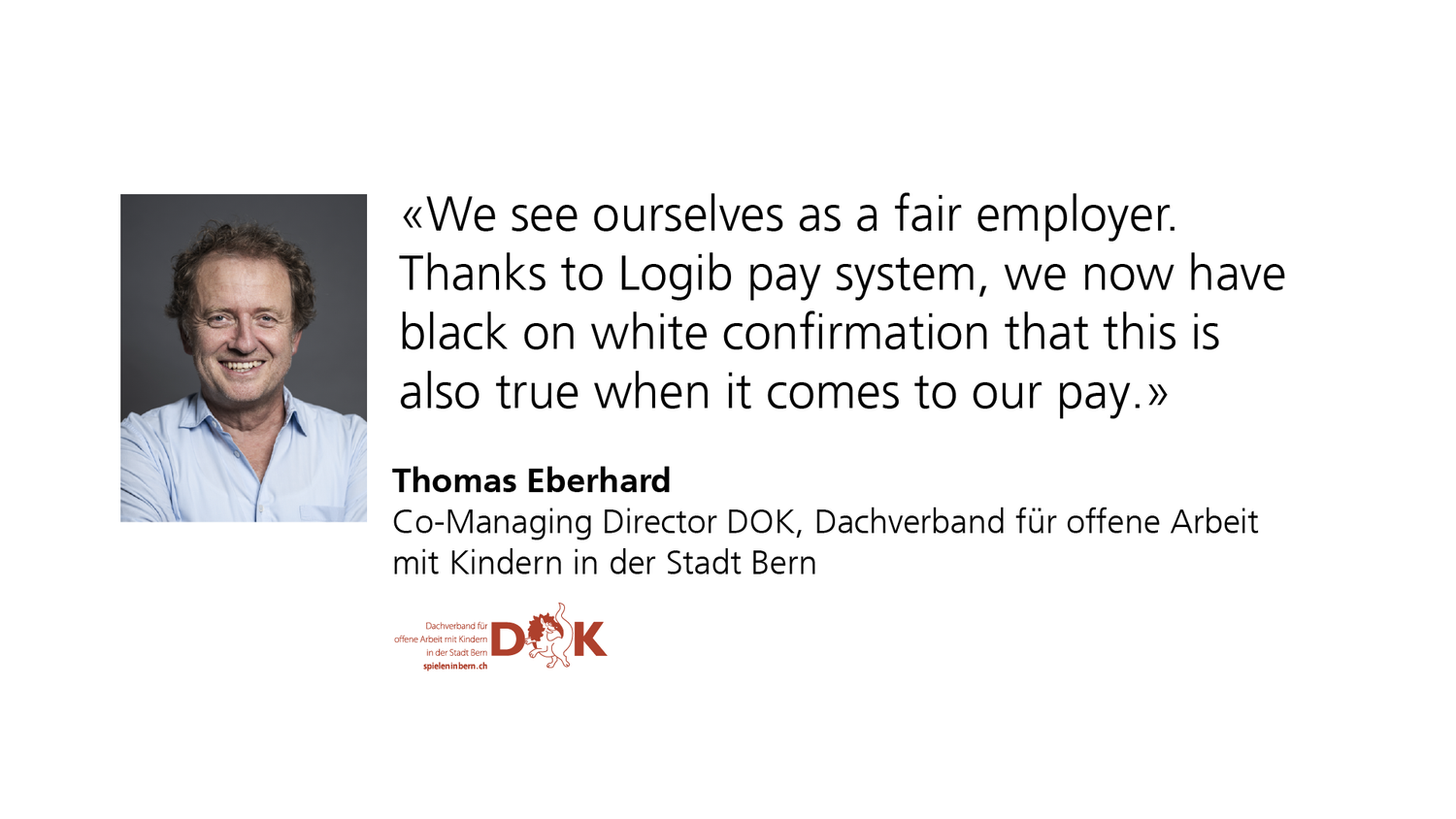 Positive experience report of a managing person about Logib pay system.
